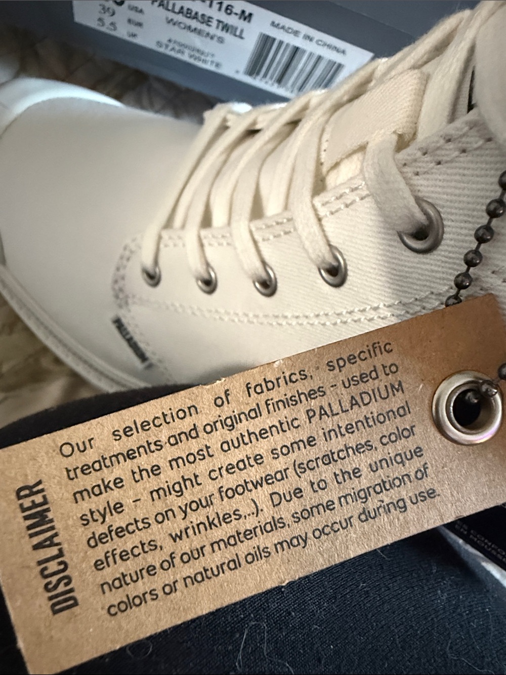 Palladium White Canvas Lug-Sole Lace-Up Boots - Picture 9 of 13